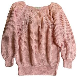 Collectible 1980s Nannell Hand Knit Pink Angora Blend Sweater Women’s M